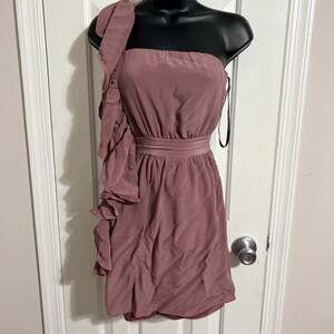 Bebe One Shoulder Ruffle Mini Dress